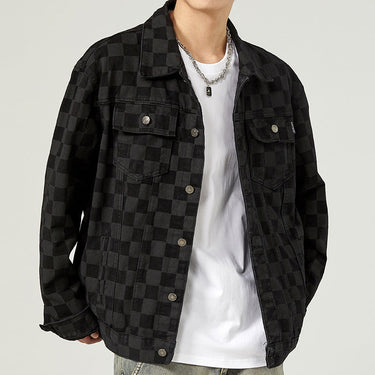 Chequered Denim Jacket